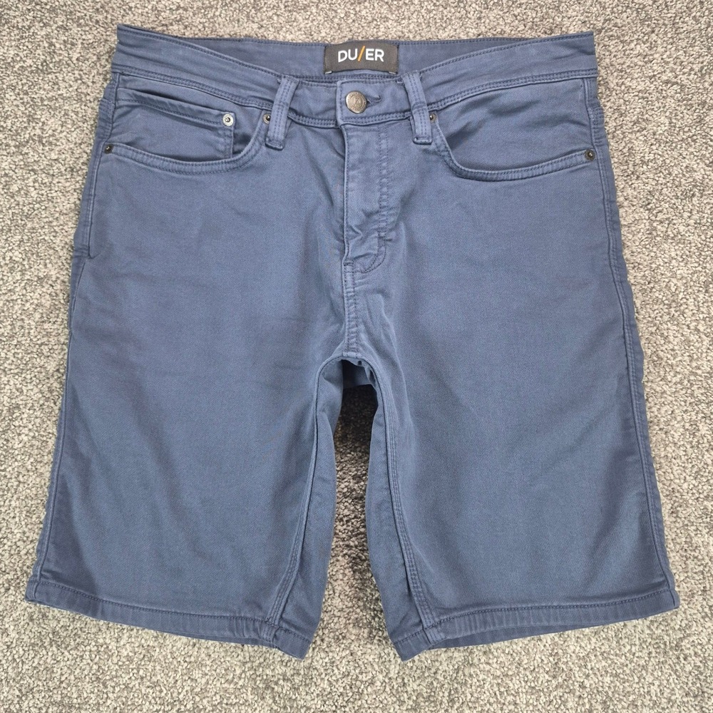 DU/ER N2X Slim Fit Shorts Mens 32 Blue Performance Stretch 9" Inseam